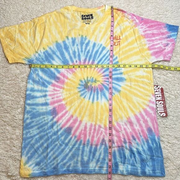 NWT (Urban) Seven Souls Tie Dye T-Shirt in Yellow/Blue/Pink Size Extra Large - Picture 5 of 6
